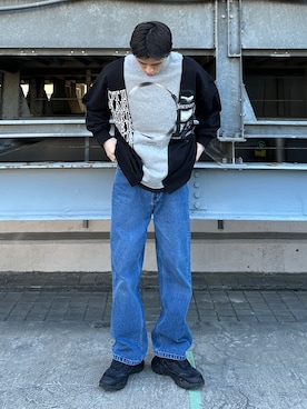 「tk.TAKEO KIKUCHI（ティーケータケオキクチ）のアイテム（スウェット）」を使った、SHOさん（メンズ・178cm）の冬コーディネート