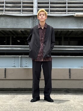「tk.TAKEO KIKUCHI（ティーケータケオキクチ）のアイテム（ノーカラージャケット）」を使った、SHOさん（メンズ・178cm）の夏コーディネート