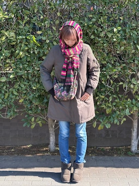 「YANUK（ヤヌーク）のアイテム」を使った、yunさん（レディース・168cm）の冬コーディネート