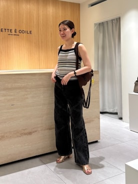 「アイテム（サンダル、ゴールド系）」を使った、中井　オデット エ オディール スタッフさん（レディース・159cm）の秋コーディネート