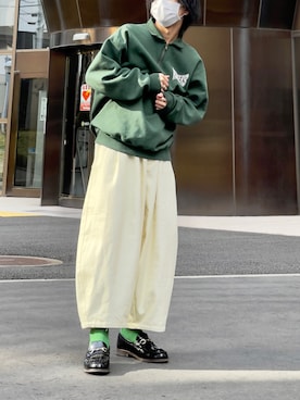「JERZEES（ジャージーズ）のアイテム（スウェット）」を使った、ゆ。さん（メンズ・166cm）の春コーディネート
