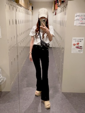 「CHROME HEARTS（クロムハーツ）のアイテム（バッグ）」を使った、羽月×紅音さん（レディース・156cm）の夏コーディネート