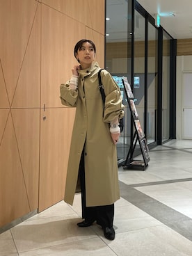 「アイテム（トレンチコート）」を使った、aya_lemageさん（レディース・158cm）の冬コーディネート