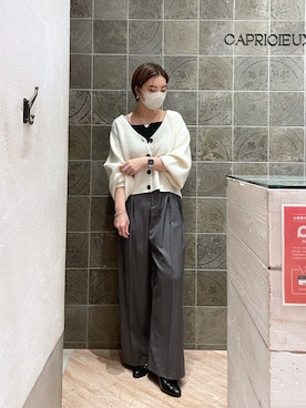 「CAPRICIEUX LE'MAGE（カプリシューレマージュ）のストレッチショートブーツ（ブーツ）」を使った、aya_lemageさん（レディース・158cm）の秋コーディネート