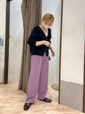 「パープル×黒」｜「アイテム（デニムパンツ）」を使った、aya_lemageさん（レディース・157cm）の夏コーディネート