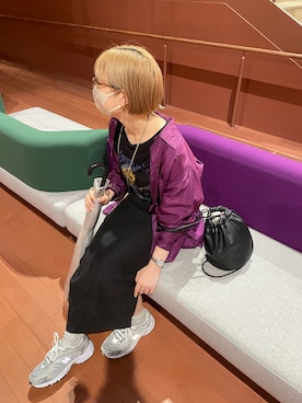 「パープル×黒」｜「アイテム（スカート）」を使った、aya_lemageさん（レディース・157cm）の夏コーディネート