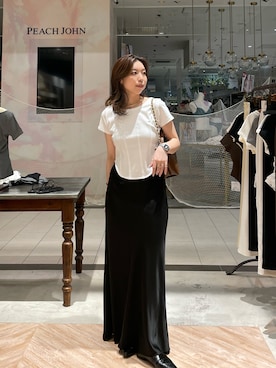 「CAPRICIEUX LE'MAGE（カプリシューレマージュ）のコルセットT（Tシャツ/カットソー、ホワイト系）」を使った、aya_lemageさん（レディース・158cm）の夏コーディネート