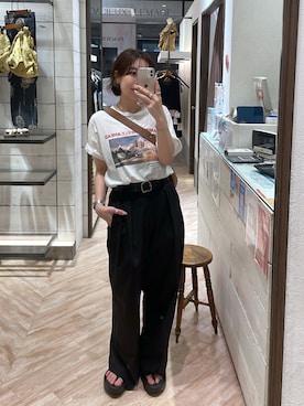 「MOUSSY（マウジー）のアイテム（Tシャツ/カットソー）」を使った、aya_lemageさん（レディース・158cm）の夏コーディネート