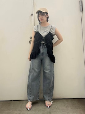 「SMELLY（スメリー）のアイテム（キャップ）」を使った、maiさん（レディース・156cm）の夏コーディネート