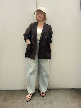 「SMELLY（スメリー）のアイテム（帽子）」を使った、maiさん（レディース・156cm）の夏コーディネート