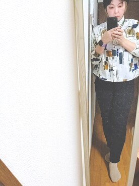 「しまむら（シマムラ）のアイテム（その他パンツ、ブラック系）」を使った、naoさん（レディース・170cm）の冬コーディネート