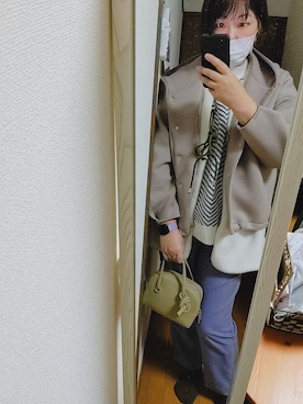 「sweatarのアイテム（ジャケット/アウター、ベージュ系）」を使った、naoさん（レディース・170cm）の冬コーディネート
