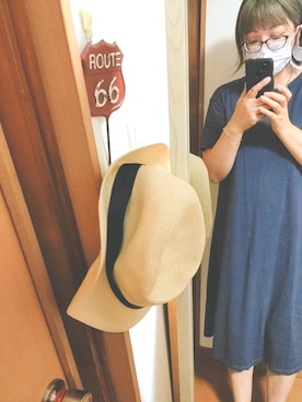 「GU（ジーユー）のアイテム（ワンピース、ブルー系）」を使った、naoさん（レディース・170cm）の夏コーディネート