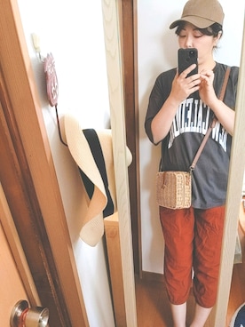 「coca（coca）（コカ）のアイテム（キャップ、ブラウン系）」を使った、naoさん（レディース・170cm）の夏コーディネート