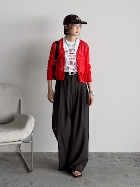 「GOOD ROCK SPEED（グッドロックスピード）の【NYC】CIRCLE LOGO NS 653207（Tシャツ/カットソー、ホワイト系）」を使った、pearn0さん（レディース・160cm）の夏コーディネート