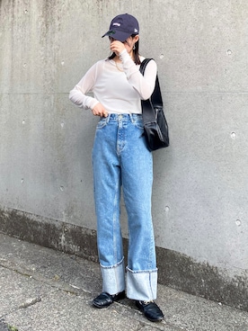 「スクエアトゥ」｜「アイテム（キャップ）」を使った、pearn0さん（レディース・160cm）の夏コーディネート