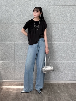 「GALLEST（ギャレスト）のスクエアスモールボストン（ハンドバッグ）」を使った、pearn0さん（レディース・160cm）の夏コーディネート