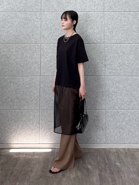 「GALLEST（ギャレスト）のスクエアスモールボストン（ハンドバッグ）」を使った、pearn0さん（レディース・160cm）の夏コーディネート