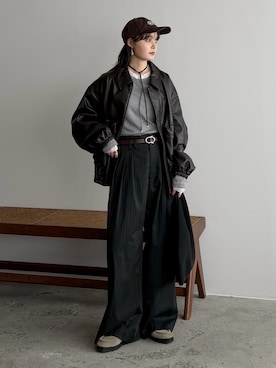 「アイテム（スラックス）」を使った、pearn0さん（レディース・160cm）の冬コーディネート