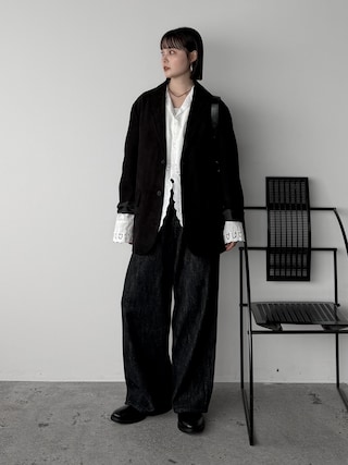 「anuke(アンヌーク)のCutwork Opencollar Shirts(シャツ/ブラウス)」を使った、pearn0さん(レディース・160cm)の秋コーディネート