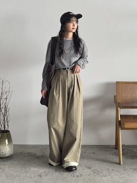 「アイテム（キャップ）」を使った、pearn0さん（レディース・160cm）の秋コーディネート
