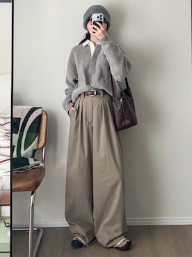 「アイテム（ニットキャップ/ビーニー）」を使った、pearn0さん（レディース・160cm）の秋コーディネート