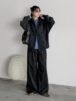 「WYM LIDNM(ウィム バイ リドム)のVINTAGE FADED ZIP PARKA(パーカー)」を使った、pearn0さん(レディース・160cm)の春コーディネート