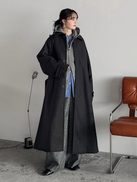 「アイテム（ステンカラーコート）」を使った、pearn0さん（レディース・160cm）の冬コーディネート