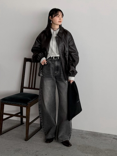 追加》GRISEレザースクエアクロスシームアンクルフラット（その他