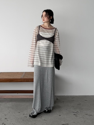 「THE YOn(ザヨン)のスラブニットキャミビスチェ(その他トップス)」を使った、pearn0さん(レディース・160cm)の秋コーディネート