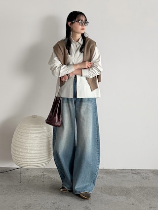 「WYM LIDNM（ウィム バイ リドム）のMICRO SPAN CROPPED SHIRT（シャツ/ブラウス）」を使った、pearn0さん（レディース・160cm）の春コーディネート