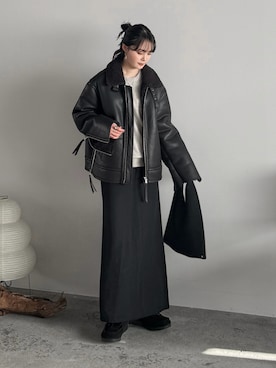 「アイテム（モカシン/デッキシューズ）」を使った、pearn0さん（レディース・160cm）の冬コーディネート