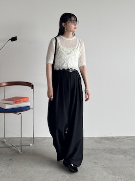 「アイテム（スラックス）」を使った、pearn0さん（レディース・160cm）の夏コーディネート
