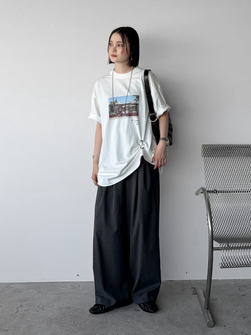 「CEMONEMO（セモネモ）の【金属アレルギー対応】 ボールチェーン ロングネックレス / サージカルステンレス 316L（ネックレス）」を使った、pearn0さん（レディース・160cm）の夏コーディネート
