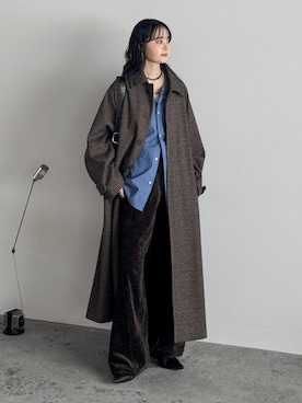「アイテム（ステンカラーコート）」を使った、pearn0さん（レディース・160cm）の冬コーディネート