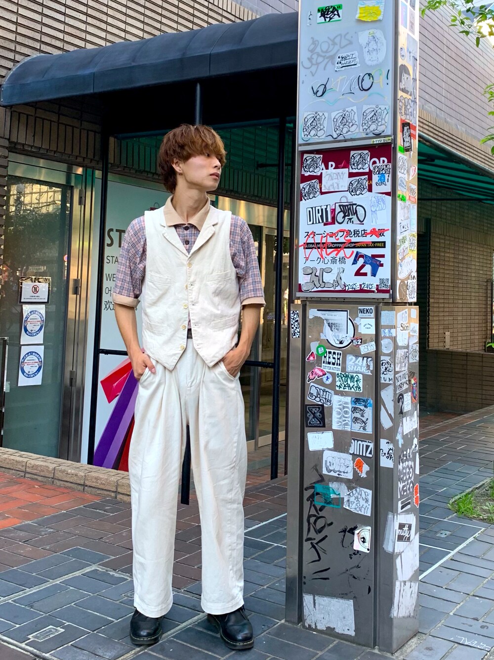 「古着、古着MIX、ootd、カジュアルコーデ、いいね、save、フォローお願いします🤑、未来のWEARISTAプロジェクト」｜「COMME des GARCONSのアイテム（ベスト、ホワイト系）」を使った、tatlabさん（メンズ・170cm）の冬コーディネートの1枚目の写真