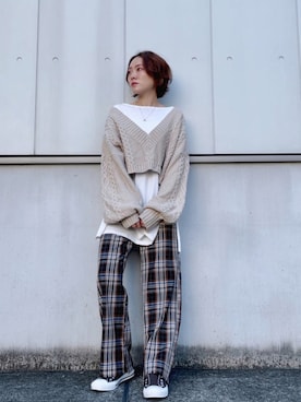 「AS as know as（エーエス アズノウアズ）のアイテム（トップス）」を使った、h.eさん（レディース・150cm）の秋コーディネート