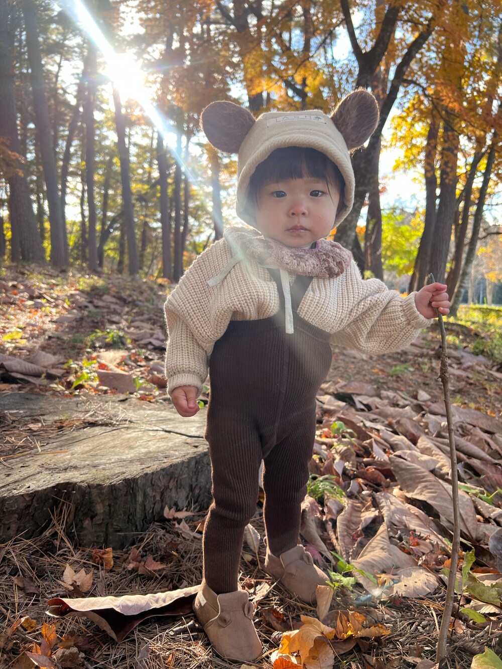 「キッズファッション、休日コーデ、女の子コーデ、ベビーコーデ、女の子、1歳、キッズコーデ、おしゃれさんと繋がりたい、海外系ファッション、韓国ファッション、海外子供服、個人輸入」｜「シリーサイラスのアイテム（ママ＆ベビー、ブラウン系）」を使った、chulipo2さん（キッズ・70cm）の冬コーディネートの1枚目の写真