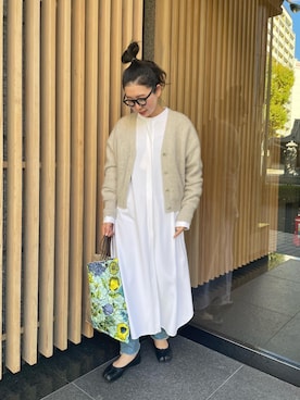 「ショート丈トップス」｜「アイテム（シャツワンピース）」を使った、nol iwaoさん（レディース・163cm）の冬コーディネート