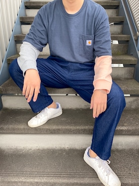 「YEVS（イーブス）のアイテム（パンツ）」を使った、springmotoさん（メンズ・179cm）の夏コーディネート