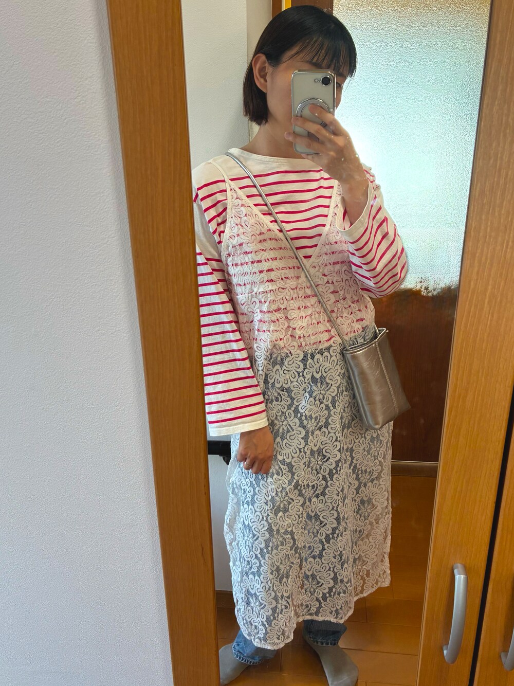 「SHEINのアイテム（ワンピース/ドレス、ホワイト系）」を使った、mako19さん（レディース・166cm）の春コーディネートの1枚目の写真