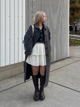 「アイテム（ステンカラーコート）」を使った、 リミさん（レディース・155cm）の秋コーディネート