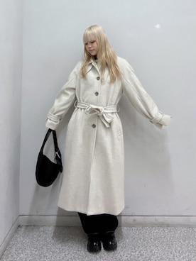 「アイテム（ステンカラーコート）」を使った、 リミさん（レディース・155cm）の秋コーディネート