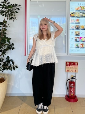 「FREE'S MART（フリーズマート）のアイテム」を使った、オオカワ リミさん（骨格ウェーブ・レディース・155cm）の夏コーディネート