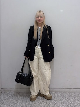 「FREE'S MART（フリーズマート）の◆レイヤード風カットソーカーディガン（Tシャツ/カットソー、グレー系）」を使った、 リミさん（レディース・155cm）の春コーディネート