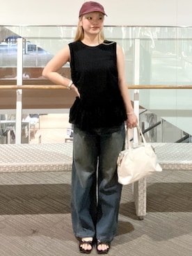 「アイテム（トートバッグ）」を使った、オオカワ リミさん（レディース・155cm）の夏コーディネート