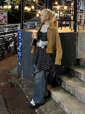 「ドットワンピ」｜ リミさん（レディース・155cm）の秋コーディネート