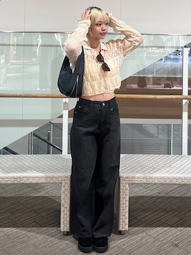 「アイテム（トートバッグ、ブラック系）」を使った、 リミさん（レディース・155cm）の夏コーディネート