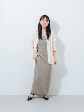 「EVOL（イーボル）の【軽量・柔らかい】ダブルリボンポインテッドパンプス IY5631（パンプス、ブラック系）」を使った、かりんさん（レディース・155cm）の春コーディネート