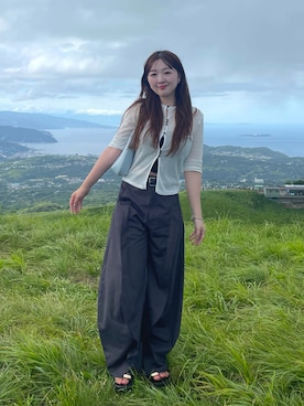 「EVOL（イーボル）のアイテム」を使った、かりんさん（レディース・155cm）の夏コーディネート
